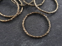 25mm Twisted Etched Jump Rings Antique Bronze Plated- 6pcs