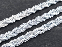 Light Gray Shades Braided Plait Cord Satin Silk Cord Trim - 3 Ply - 1 meters - 1.09 Yards