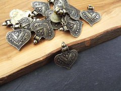 Bronze Heart Pendant, Bali Pendant, Yoga Pendant, Nepalese, Metal Heart, Steampunk Pendant, Ornate, Gothic, Victorian, Antique Bronze 1pc