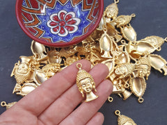 Gold Buddha Charms, Buddha Head, Tibetan Buddha, Buddha Pendant, Yoga Charms, Buddha Face, Gold Buddha Head, 22k Matte Gold Plated -2PC