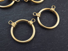 Gold Loop Pendant, Gold Ring Pendant, Round Ring, Closed Loop Pendant, Loop Connector, Ring Connector, Two Loops, 22k Matte Gold Plated, 2pc