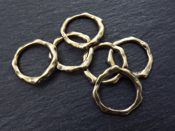 6 Organic Shaped Ring Closed Loop Circle Pendant Connector  - Antique Bronze Plated - 6 PC