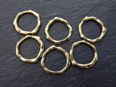 6 Organic Shaped Ring Closed Loop Circle Pendant Connector  - Antique Bronze Plated - 6 PC