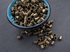 Plain Barrel Tube Beads Antique Bronze Plated Spacers Turkish Jewelry Supplies Findings - For 3.5mm Rope - 15pc