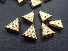 6 Ornate Detailed Flat Cone Bead End Caps -  22k Matte Gold Plated Bead caps