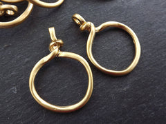 Twisted Circle Loop Pendant Connector Link, Gold Ring Closed Loop, 22k Matte Gold Plated, 2 PC