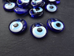 Small Blue Evil Eye Bead Pendant Turkish Nazar Glass - 35mm - Choose quantity