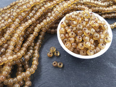 Caramel Honey Yellow Rustic Glass Bead, Traditional Turkish Artisan Handmade, 8mm, Bulk, 50pcs