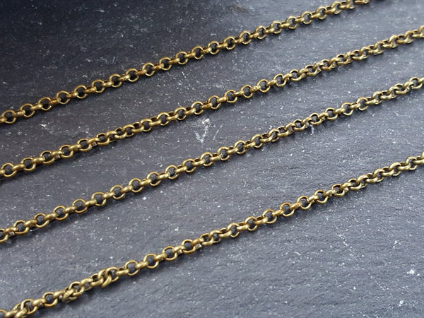 2mm Bronze Rolo Chain, Bronze Chain, Thin Bronze Chain, Necklace Chain, Bracelet Chain, Link, Antique Bronze Plated, 3 Meters or 9.84 Feet