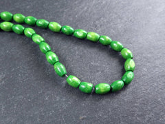 Shamrock Green Wood Oval Rice Tube Beads Satin Varnished Plain Simple Smooth Ball Wooden Bead Spacers 8mm Choose 50pcs, 200pcs or 400pcs