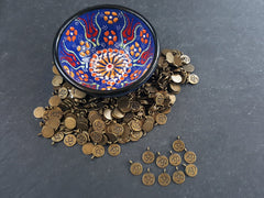 10 OM Symbol Yoga Aum Round Coin Charms Boho Bohemian Chakra, Yoga Charms