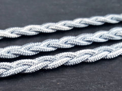 Light Gray Shades Braided Plait Cord Satin Silk Cord Trim - 3 Ply - 1 meters - 1.09 Yards