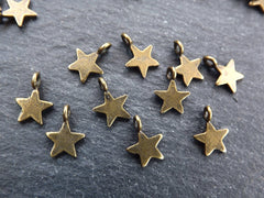 20 Bronze Mini Star Charms, Bronze Stars, Tiny Star Charms, Drop Charm, Mini Star Pendant, Bracelet Charms, Boho, Antique Bronze Plated