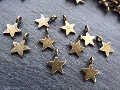 20 Bronze Mini Star Charms, Bronze Stars, Tiny Star Charms, Drop Charm, Mini Star Pendant, Bracelet Charms, Boho, Antique Bronze Plated