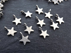 20 Silver Mini Star Charms, Silver Stars, Tiny Star Charms, Drop Charm, Mini Star Pendant, Bracelet Charms, Boho, Antique Silver Plated
