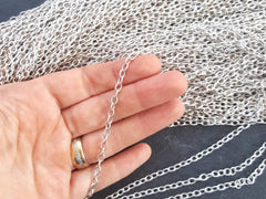 5mm Silver Cable Chain, Silver Chain, Oval Link Chain, Necklace Chain, Bracelet Chain, Matte Antique Silver Plated - 1 Meter  or 3.3 Feet