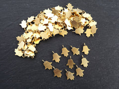 Mini Gold Hamsa Charm Pendant, Hand of Fatima Lucky Protective Charm, 22k Matte Gold Plated Brass, 10pc
