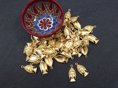 Gold Buddha Charms, Buddha Head, Tibetan Buddha, Buddha Pendant, Yoga Charms, Buddha Face, Gold Buddha Head, 22k Matte Gold Plated -2PC