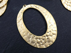 Gold Oval Pendant, Large Oval Pendant, Oval Loop Pendant, Blotted, Hammered Pendant, Large Gold Pendant, Ethnic, 22k Matte Gold Plated, 1pc