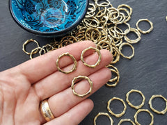 6 Organic Shaped Ring Closed Loop Circle Pendant Connector  - Antique Bronze Plated - 6 PC