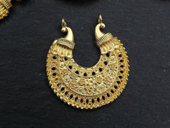 Large Exotic Filigree Chandelier Earring Component Pendant with Two loops Floral Detail - 22k Matte Gold Plated