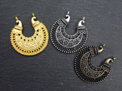 Large Exotic Filigree Chandelier Earring Component Pendant with Two loops Floral Detail - 22k Matte Gold Plated