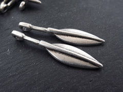 2 Long Slim Tribal Arrow Spear Ethnic Pendant Boho Bohemain Jewelry Making Supplies Findings Components - Antique Matte Silver Plated