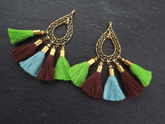 Delicate Filigree Teardrop Chandelier Pendants - 22k Matte Gold plated 2pc