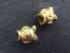 Large Weighty Fish Bead Spacers - 4mm Large Hole -  22k Matte Gold Plated