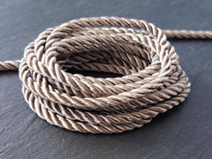 3.5mm Antique Beige Twisted Rayon Satin Rope Silk Braid Cord - 3 Ply Twist - 1 meters - 1.09 Yards - No:17
