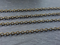 2 x 1.5mm Delicate Cable Chain Antique Bronze Plated - Necklace Bracelet Jewelry Supplies Chain - 3 Meters  or 9.84 Feet