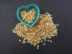 10 Textured Heart Bead Spacers - 22k Matte Gold Plated
