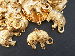 Gold Elephant Pendant, Large Elephant Focal Necklace Pendant, Lucky, Indian Elephant  22k Matte Gold Plated 1pc