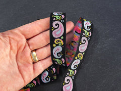 20mm Pink Blue Black Indian Paisley Ribbon Woven Embroidered Jacquard Trim, Home Decor, Trimming, Sewing 1 Meter or 3.3 Feet or 1.09 Yards
