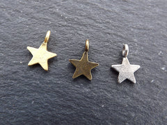 20 Silver Mini Star Charms, Silver Stars, Tiny Star Charms, Drop Charm, Mini Star Pendant, Bracelet Charms, Boho, Antique Silver Plated