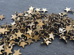 20 Bronze Mini Star Charms, Bronze Stars, Tiny Star Charms, Drop Charm, Mini Star Pendant, Bracelet Charms, Boho, Antique Bronze Plated