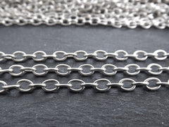 5mm Silver Cable Chain, Silver Chain, Oval Link Chain, Necklace Chain, Bracelet Chain, Matte Antique Silver Plated - 1 Meter  or 3.3 Feet