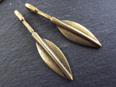 Bronze Long Spear Pendant, Slim Tribal Pendants, Arrow Pendant, Ethnic Pendant, Bronze Arrow Pendant, Antique Bronze Plated 2pc