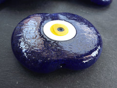 Extra Large Evil Eye, Navy Evil Eye, Blue Evil Eye, Evil Eye Bead, Large Glass Bead, Nazar, Artisan, Lucky, Home Decor, Greek Eye, 1pc