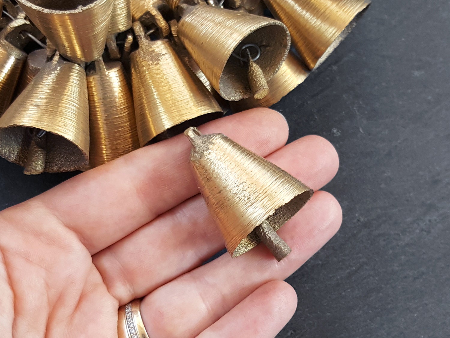 Small Brass Bell Pendant, Rustic Bell, Metal Bell, Raw Brass