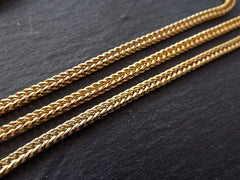 Gold Foxtail Chain, Bali Woven Rope Chain, Braided Chain, 3mm Gold Plated Fox Tail Snake Chain, 22k Matte Gold Plated, 1 Meter
