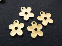 4 Fun Daisy Flower Charms - 22k Matte Gold Plated