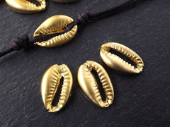 Cowrie Shell Charms, Gold Shell Charms, Seashell Shell, Shell Pendant, Bracelet Charm, Beach Charm, Beach Style, 22k Matte Gold Plated 3pc