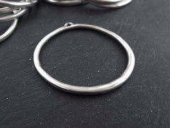 Silver Loop Pendant, Large Silver Loop, Large Silver Ring, Silver Ring Pendant, Organic, Round, Closed Loop, Matte Antique Silver Plated 1pc