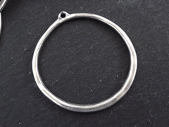 Silver Loop Pendant, Large Silver Loop, Large Silver Ring, Silver Ring Pendant, Organic, Round, Closed Loop, Matte Antique Silver Plated 1pc