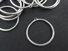 Silver Loop Pendant, Large Silver Loop, Large Silver Ring, Silver Ring Pendant, Organic, Round, Closed Loop, Matte Antique Silver Plated 1pc