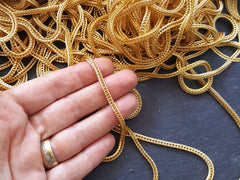 Gold Foxtail Chain, Bali Woven Rope Chain, Braided Chain, 3mm Gold Plated Fox Tail Snake Chain, 22k Matte Gold Plated, 1 Meter