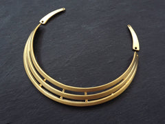Gold Necklace Collar Blank, Rimmed Line Necklace Connector, Bib Choker Necklace Component, 22k Matte Gold Plated 1pc