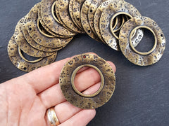 Bronze Loop Pendant, Bronze Round Pendant, Bronze Disc Pendant, Tribal Pendant, Ethnic Pendant, Focal Pendant, Boho, Antique Bronze Plated