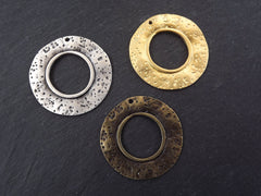 Bronze Loop Pendant, Bronze Round Pendant, Bronze Disc Pendant, Tribal Pendant, Ethnic Pendant, Focal Pendant, Boho, Antique Bronze Plated